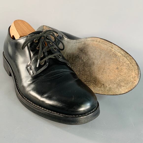 MARC JACOBS Size 8 Black Gold Leather Derby Lace-Up Shoes - Picture 6 of 12